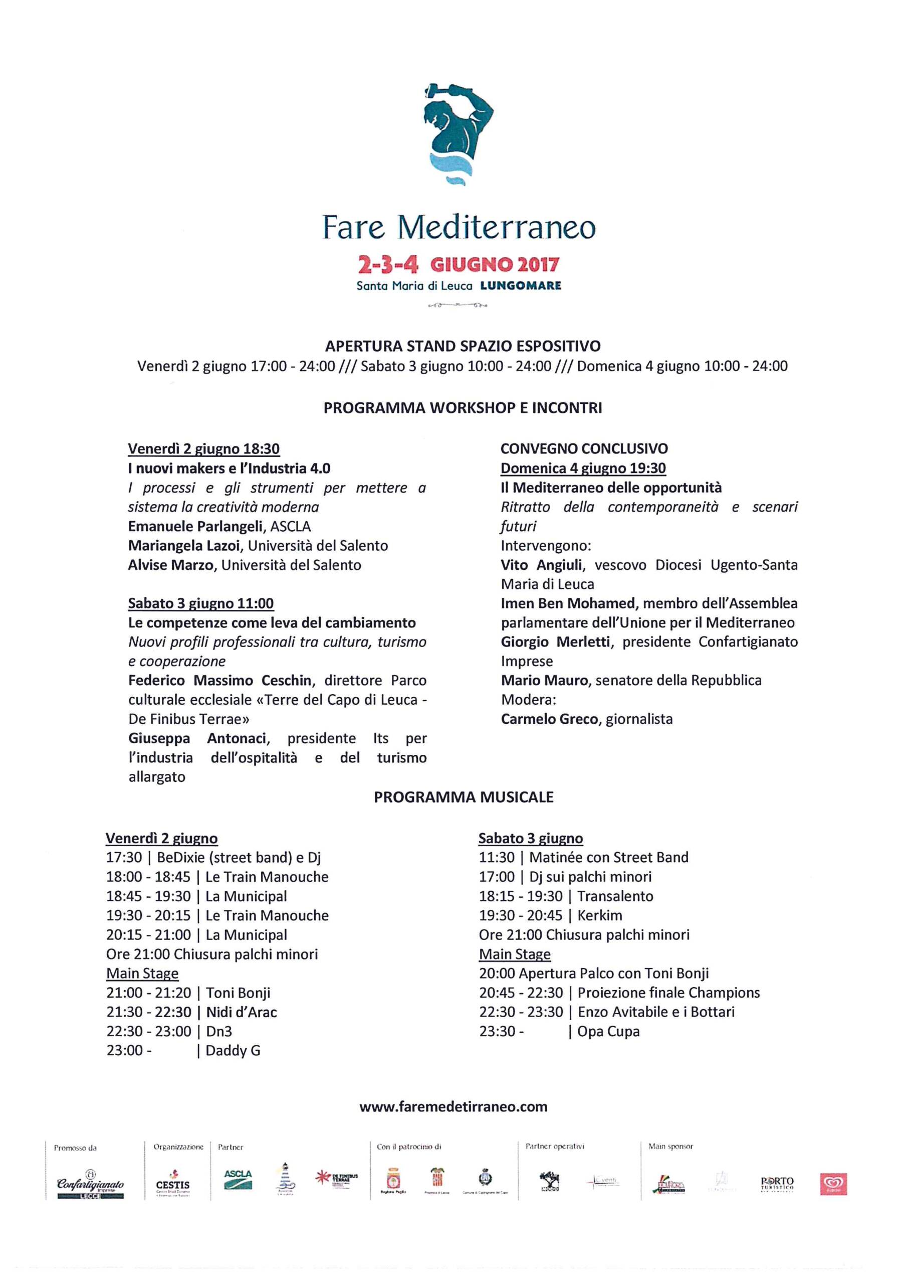 Invito Fare Mediterraneo – Santa Maria di Leuca Lungomare 2-3-4 giugno 2017